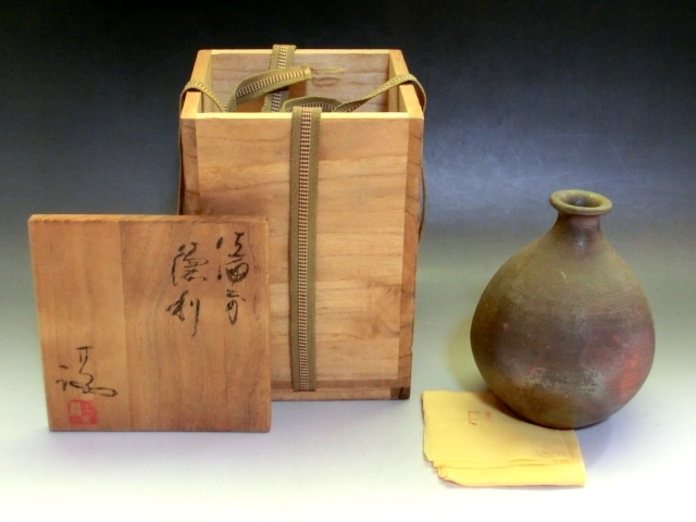 徳利□備前焼 トックリ 酒器 一輪挿し 花瓶 桐共箱 古美術 時代物 骨董品