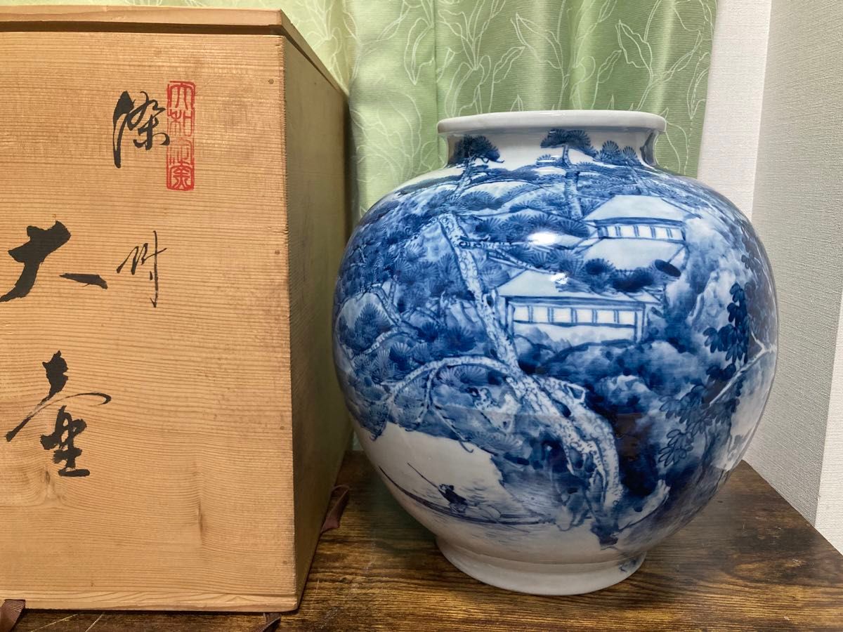 現川焼 臥牛窯 長崎県無形文化財指定 十三代横石臥牛 刷毛白鷺図 飾り