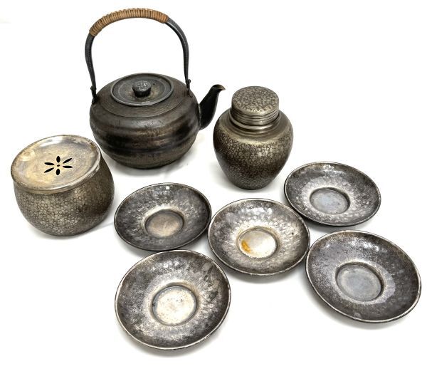 煎茶道具 黄銅 いぶし銀 彫金雲龍刻 湯沸し 薬缶 時代箱付 H R6180B