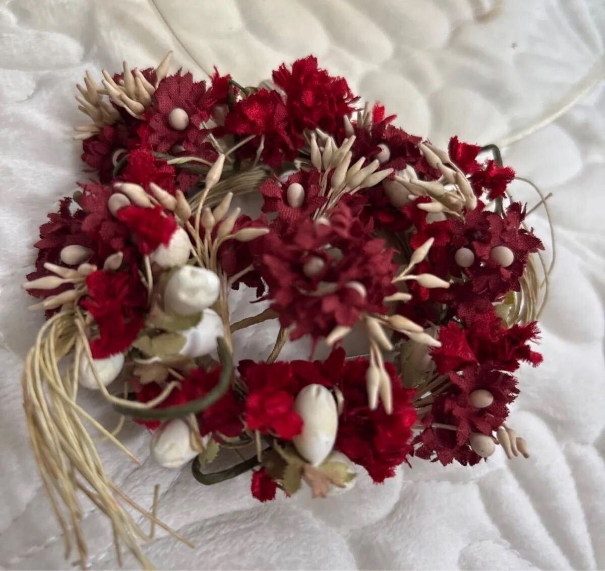 ピンクハウス❤️【未使用】藁付き野ばらブーケコサージュ❤️ 赤い花