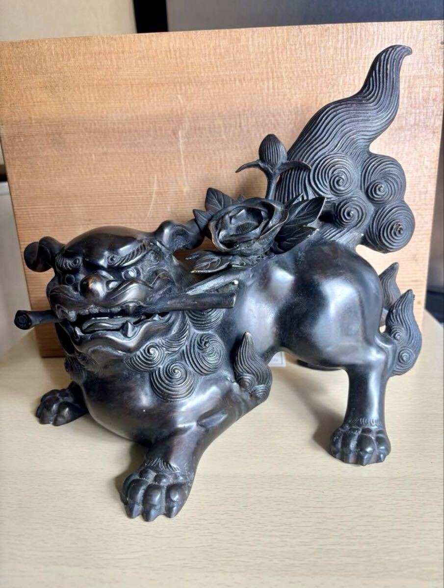 Yahoo!オークション -「唐獅子 置物」(銅製) (金属工芸)の落札相場