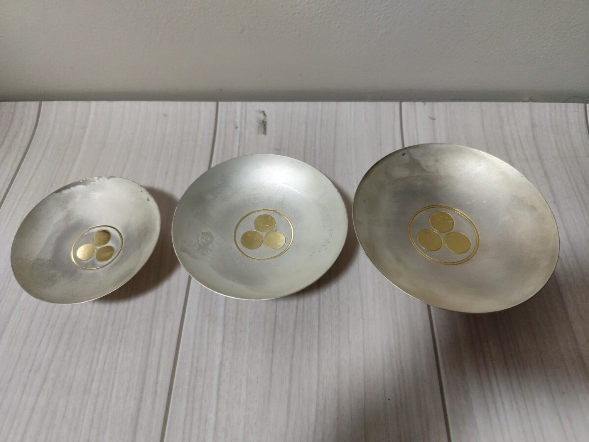 未使用 山崎謹製 純銀杯 3個 347g HJ94 未使用 山崎謹製 純銀杯 3個