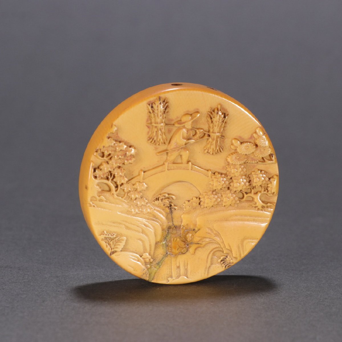 南瓜実根付 提物 根付 縁起物 瓜根付 古根付 南瓜実根付 提物 根付