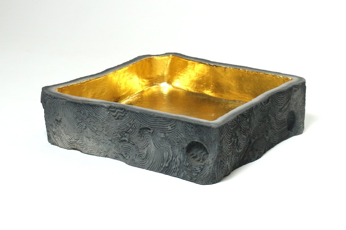 坂田甚内作 ガラス金彩波紋四方皿 名人作 送料込み250606 2025年最新】