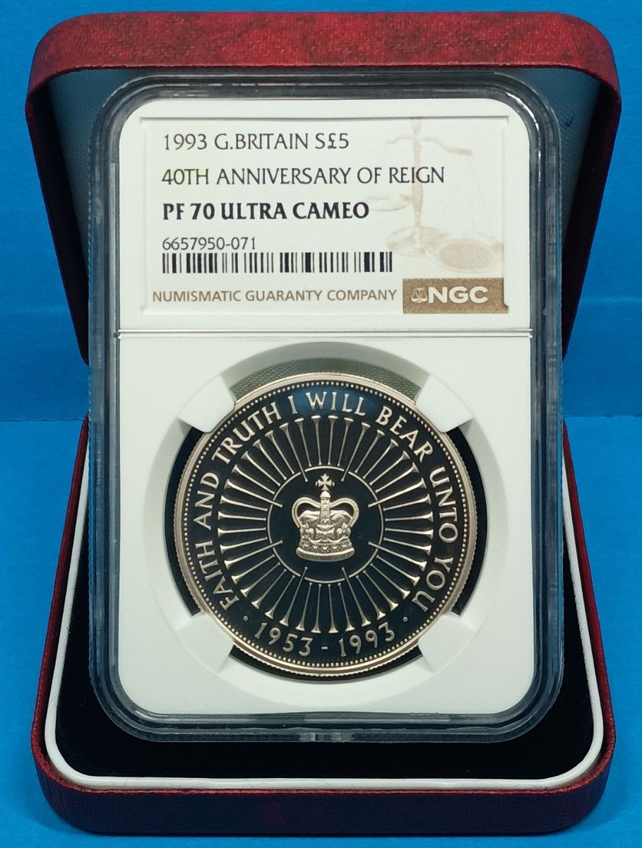 1993年 イギリス 女王 エリザベス2世 戴冠40周年 5ポンド プルーフ