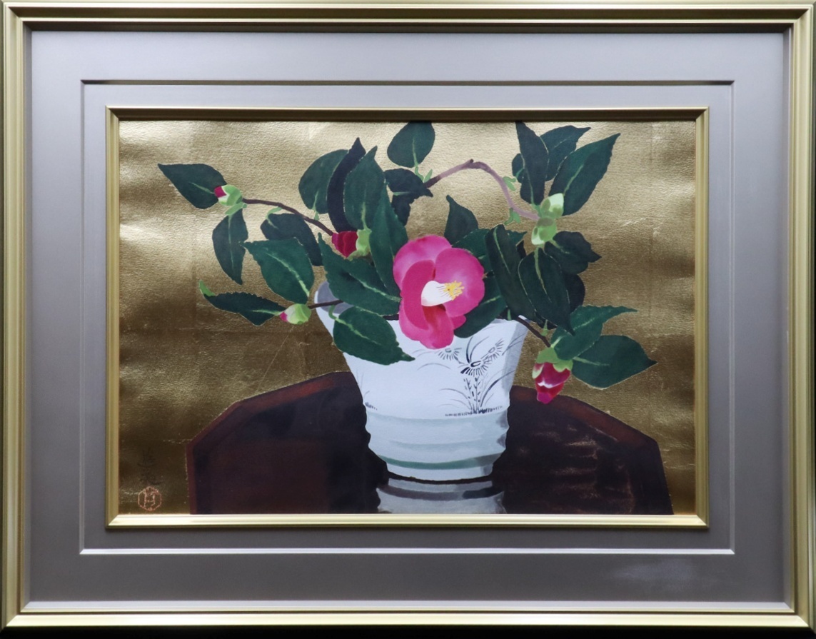 小倉遊亀 「牡丹」 木版画 刷り込みサイン・作品証明シール有り 小倉