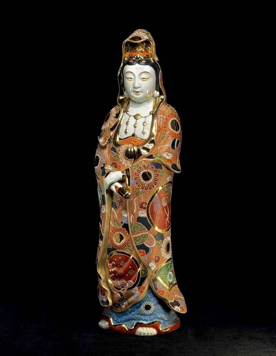 九谷焼白絵付け金彩観音 石川県 日本美術 骨董品 アンティーク 2025年