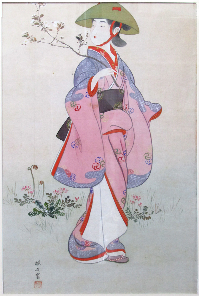 真作】【芸】高根宏浩（美人図）日本画 古美術 日本美術 肉筆絹本