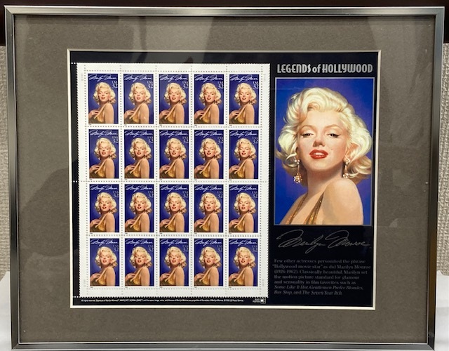 記念切手 額入り マリリンモンローとジェームズディーンの記念切手で