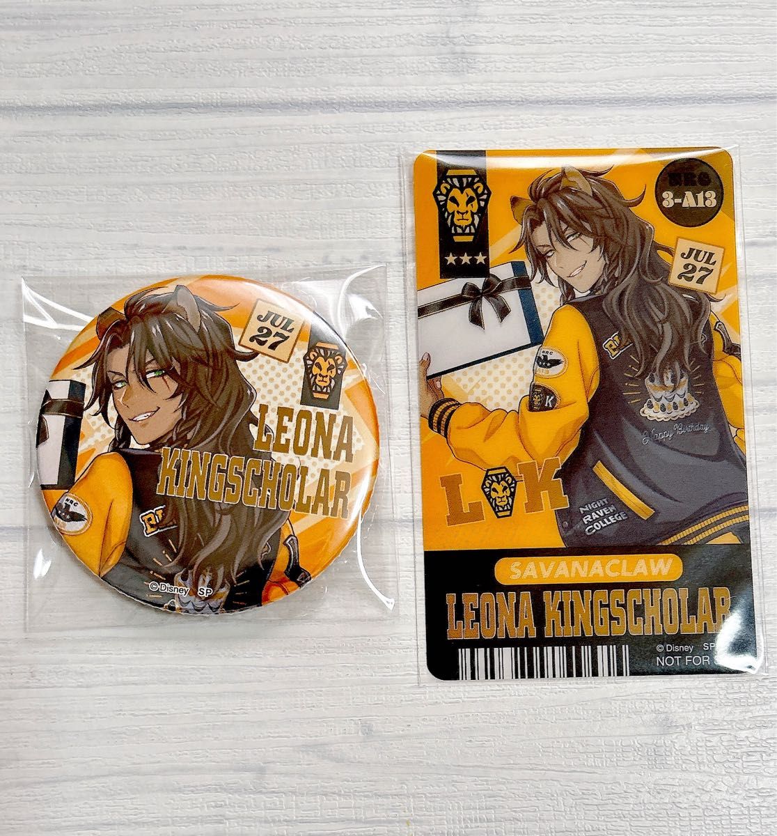 ツイステ AGF箔押し缶バッジ、ふぁぼカ、クリカ(箔有)等 レオナ