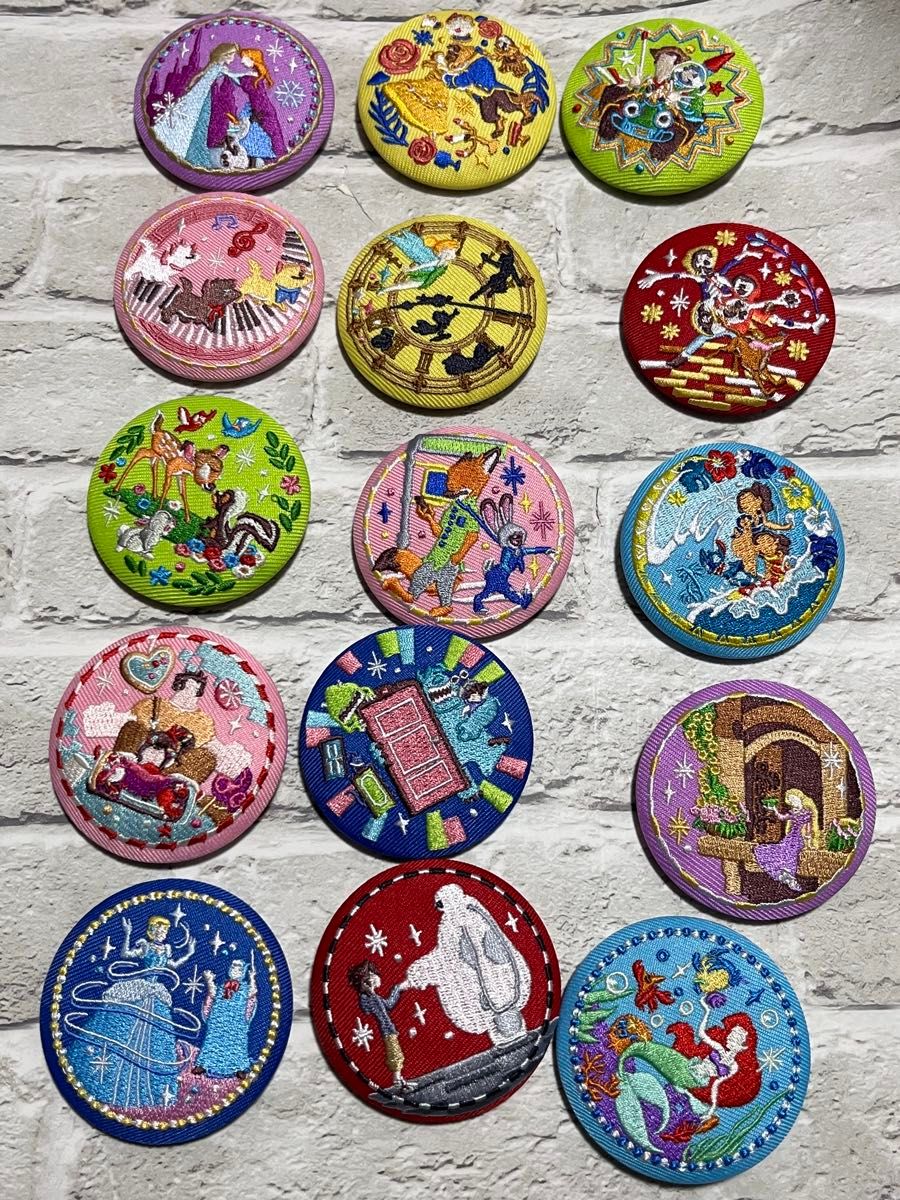 ディズニー 刺繍缶バッジ 第1弾 15種 コンプリートセット｜Yahoo
