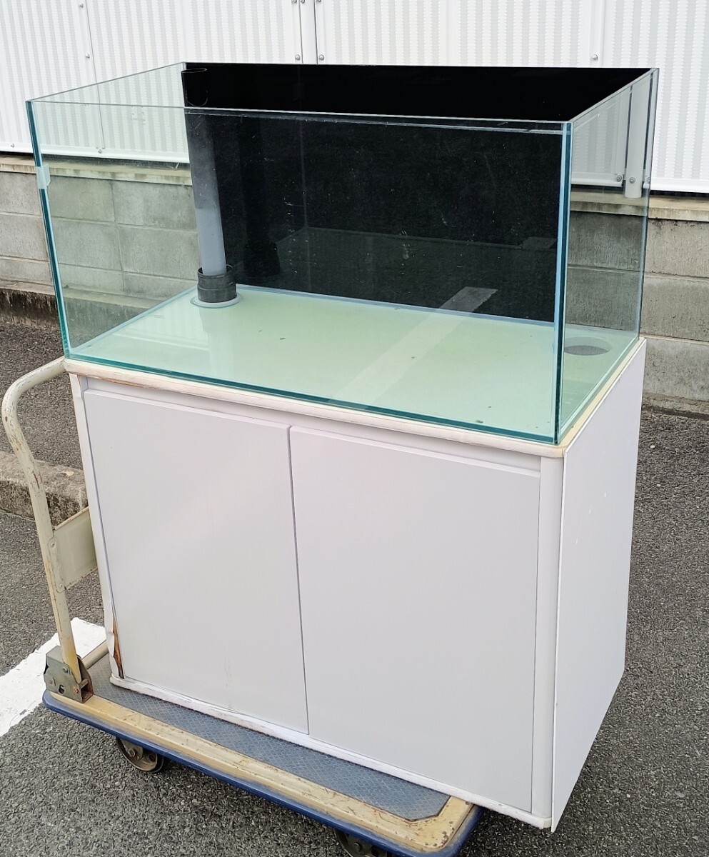 引き取り限定⇒ 125-60-45 オーバーフローガラス水槽 と台のセット蓋付き
