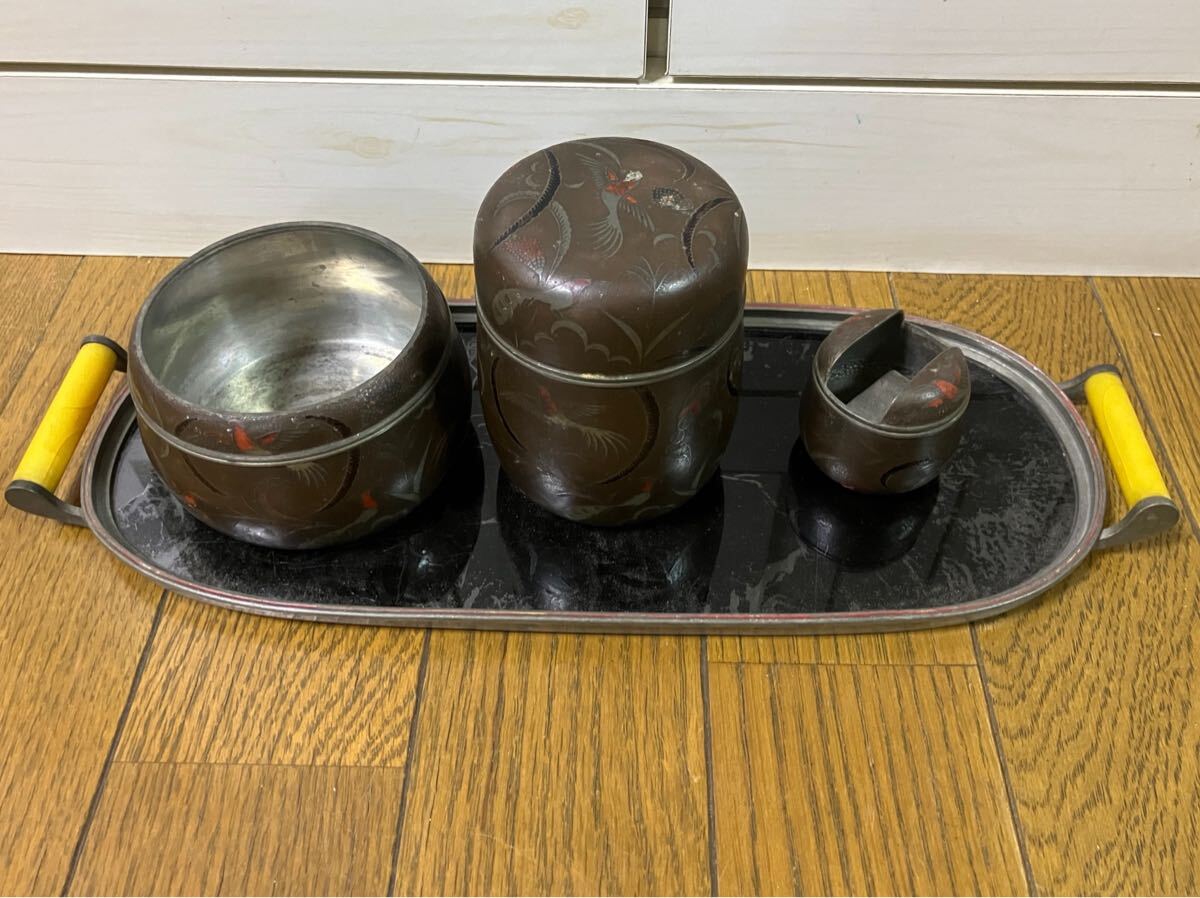 茶道具 本錫製 棗 時代箱 V 9414 茶道具 本錫製 棗 時代箱