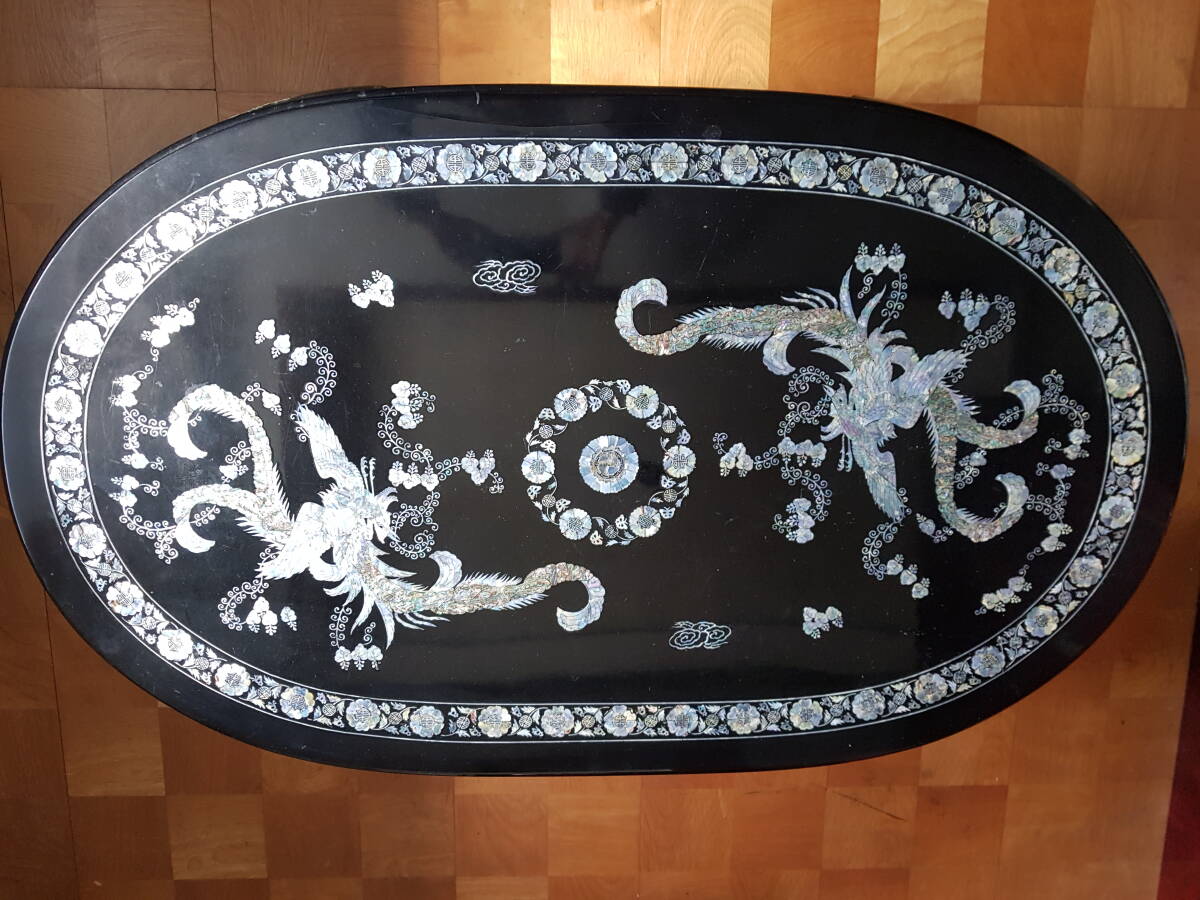 座卓 テーブル 鳳凰 不死鳥 フェニックス 高級 座敷机 螺鈿 ロー