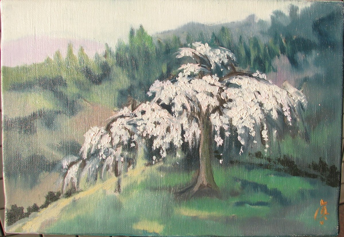 さくらの巨匠 川島眞佐 梅 サムホール油彩 さくらの巨匠 川島眞佐