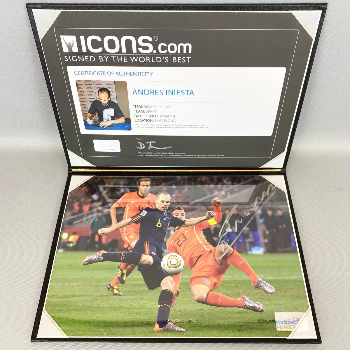 サッカー スペイン代表 アンドレア イニエスタ 証明書付き 直筆サイン