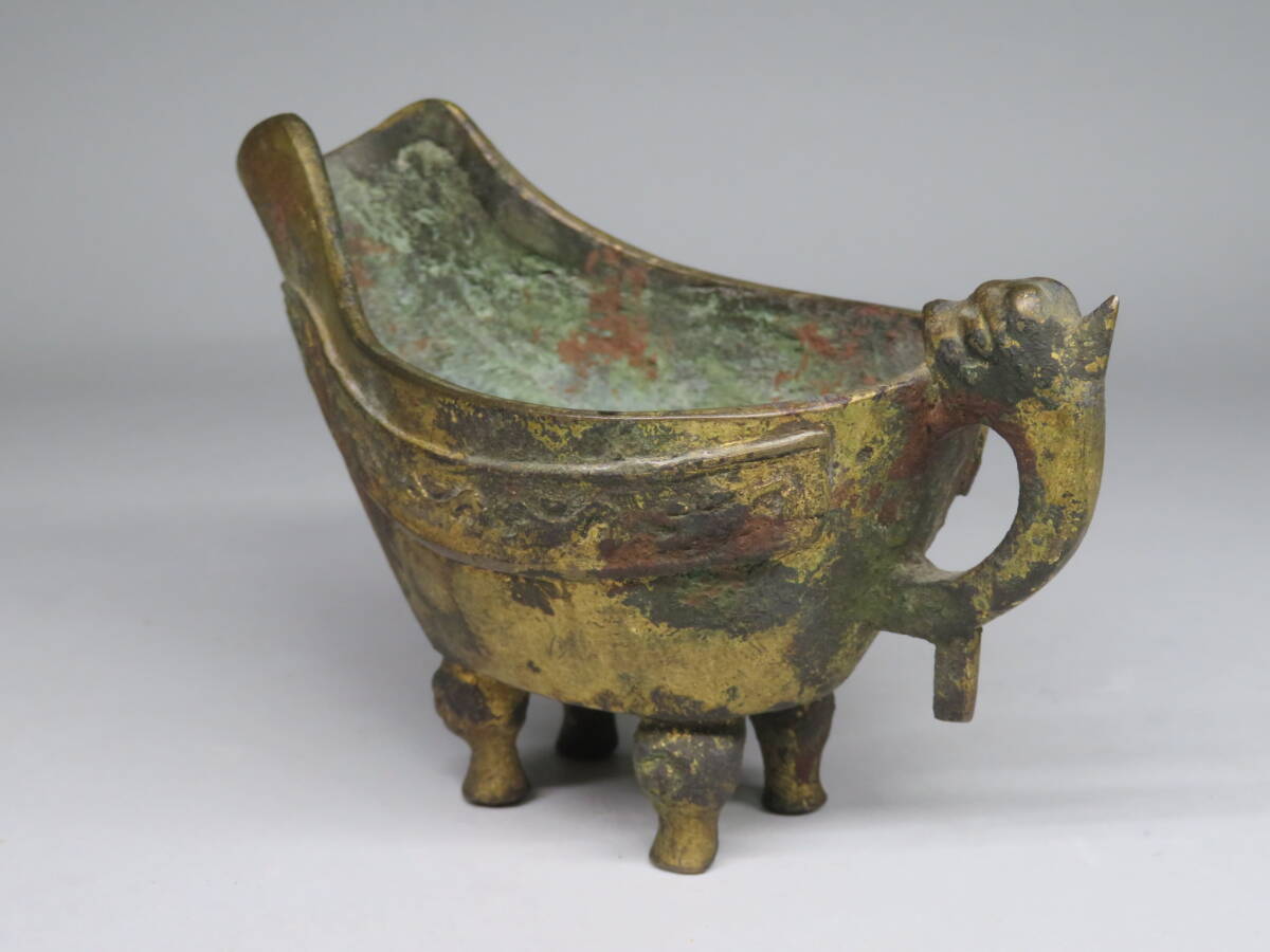 唐物 青銅器 鍍金爵 酒器 中国美術lot:031817