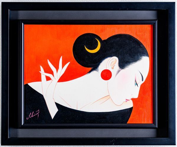 森本草介 油彩 肉筆『光の方へ』サイン アサヒ画廊シール F8号 額装