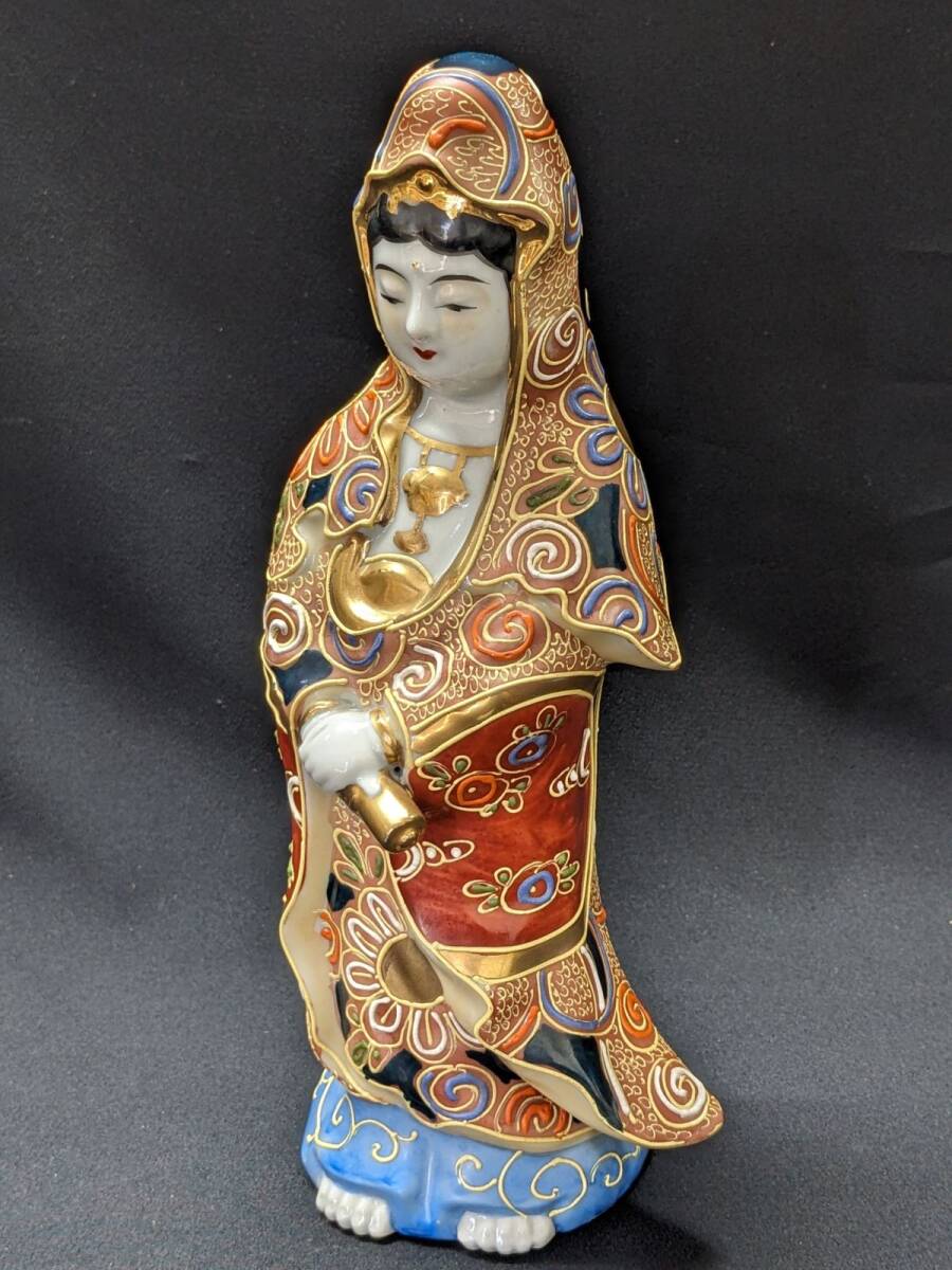 仏教美術 九谷焼 峰光作 特大 聖観音菩薩立像 願掛け 高さ94㎝ BK120