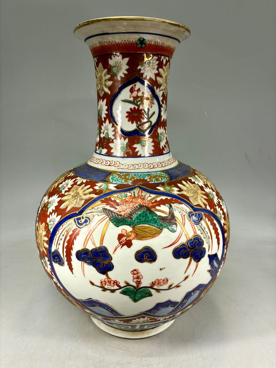 古伊万里：油壷・赤絵金彩・窓絵「龍図」・大明成化年製