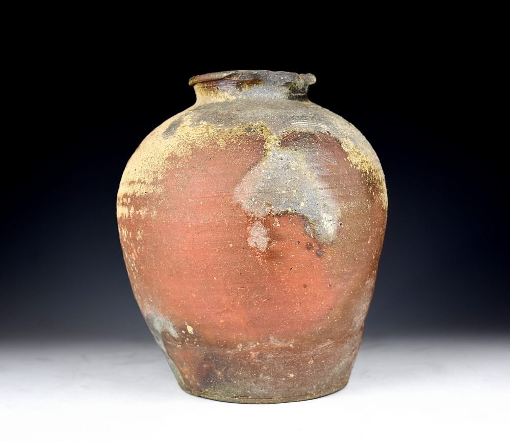 古美術 景色の良い 古備前波状紋壺 桃山期 室町時代～桃山時代