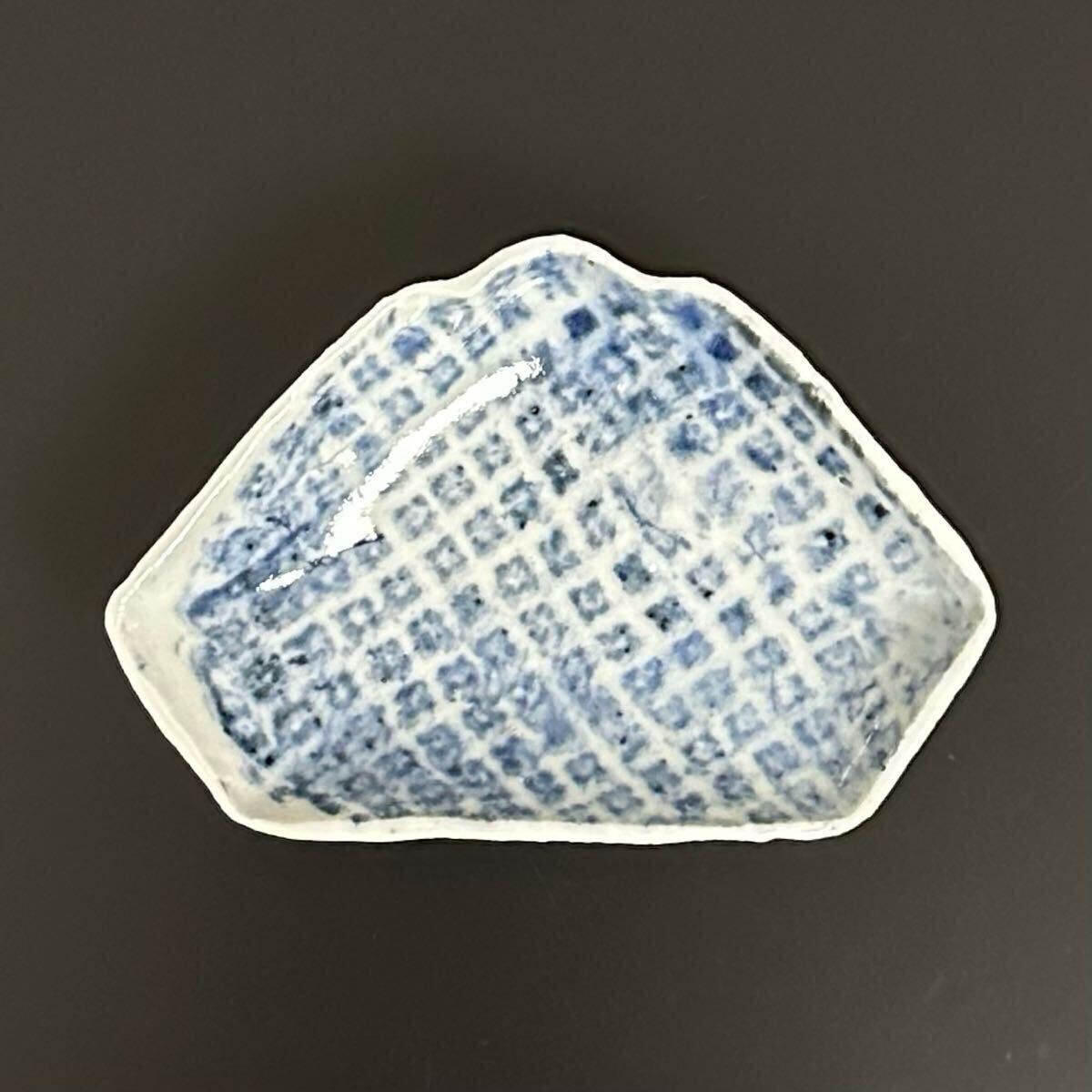 小皿 7枚 富士山 染付 古伊万里 山水 巻物 角皿 変形皿 江戸 バラ売り