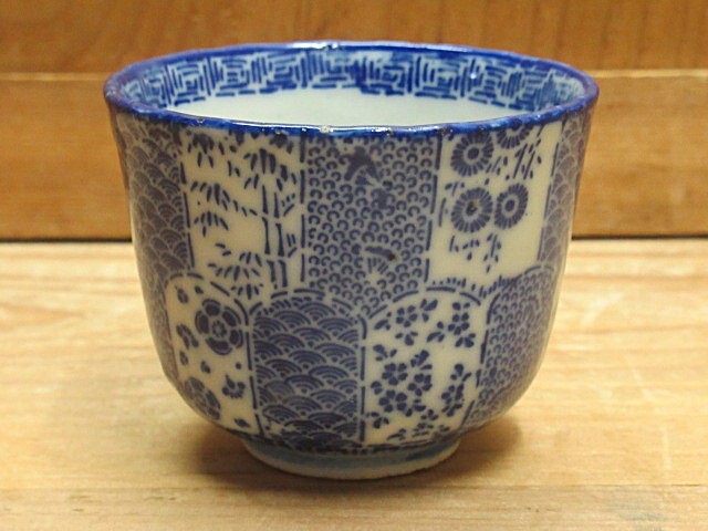 明治後期 小紋柄 印判のぞき猪口5客セット