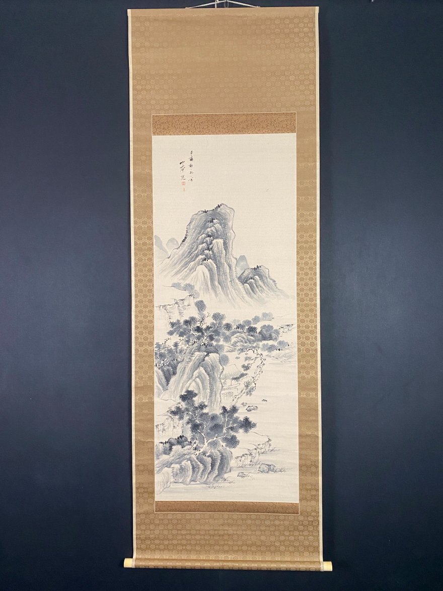 真作/河野秋邨/雲上富峰図/富士山水図/桐共箱付/