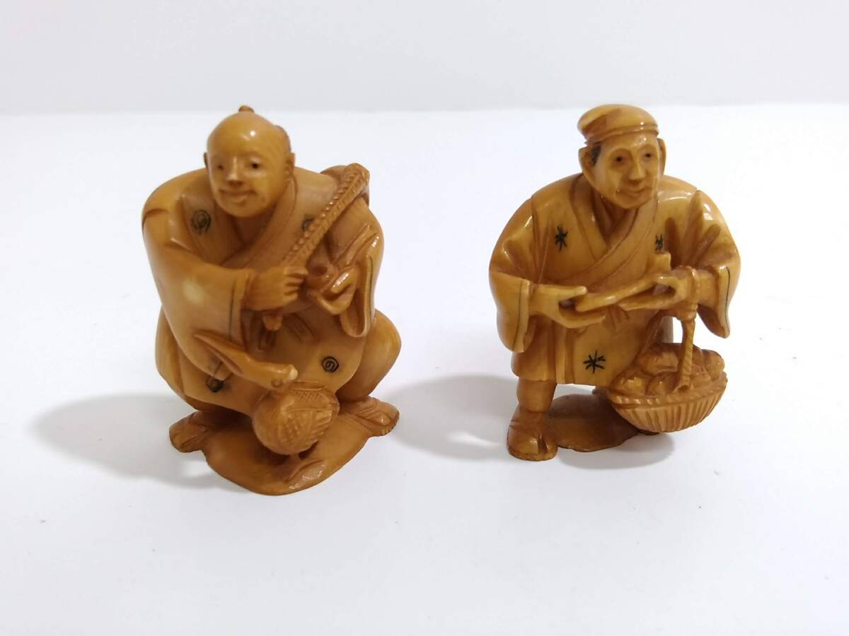 木製 堤物 玉山 銘 布袋様 鼠 根付 彫刻【MA766】 木製 堤物 玉山 銘