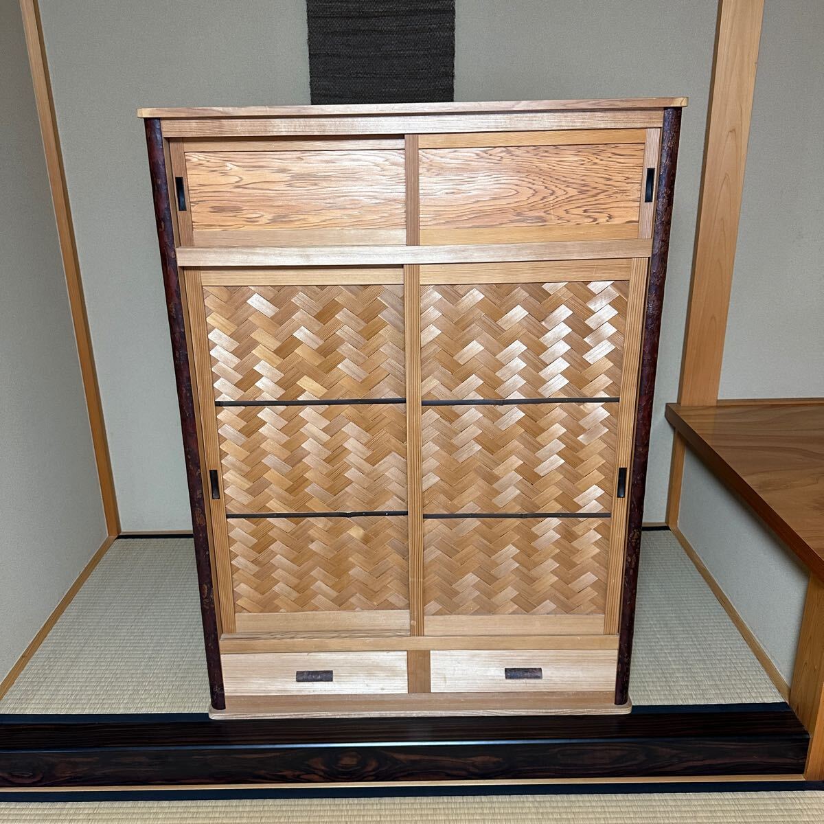 BK242 茶道具 置水屋 箪笥 茶箪笥 網代扉 煎茶棚 収納棚 BK242 茶道具 置