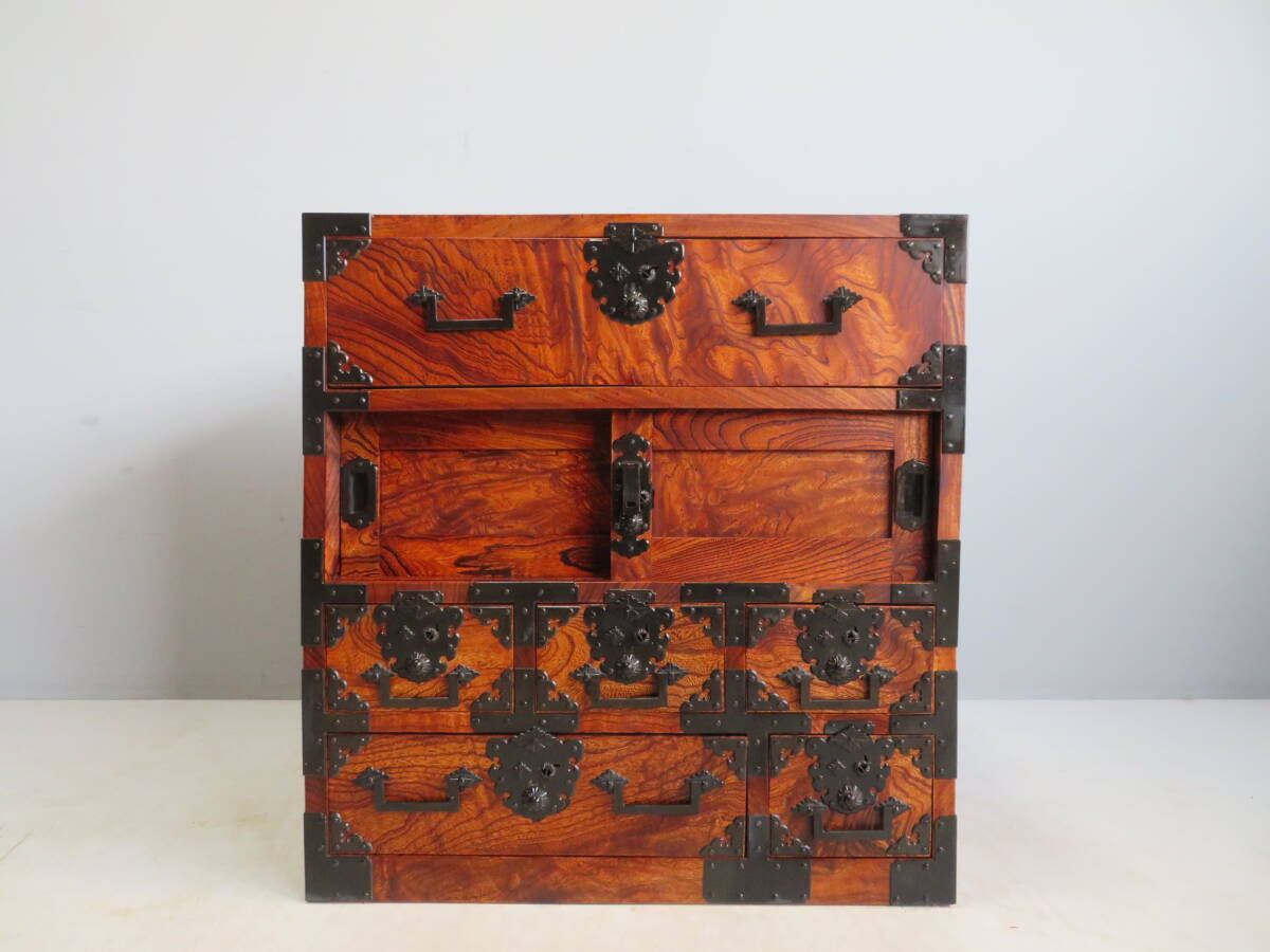 千両箱 銭箱 金庫 木製 船箪笥 時代箪笥 横30cm 奥行き20cm 高さ14cm