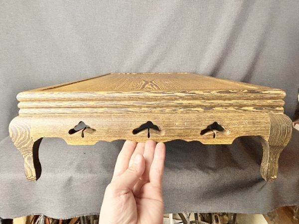 高級 唐木 鉄刀木 花台 幅63.1cm◇平卓/透かし彫/飾り台/