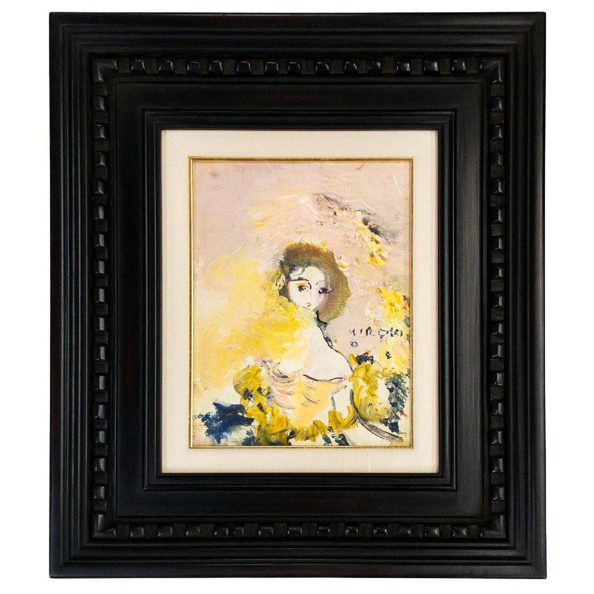 織田廣喜、【通りぬけ並木と少女・桜の花】、希少な額装用画集より