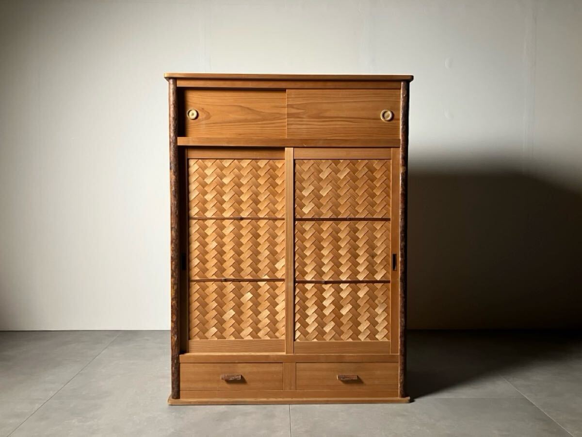 BK242 茶道具 置水屋 箪笥 茶箪笥 網代扉 煎茶棚 収納棚 BK242 茶道具