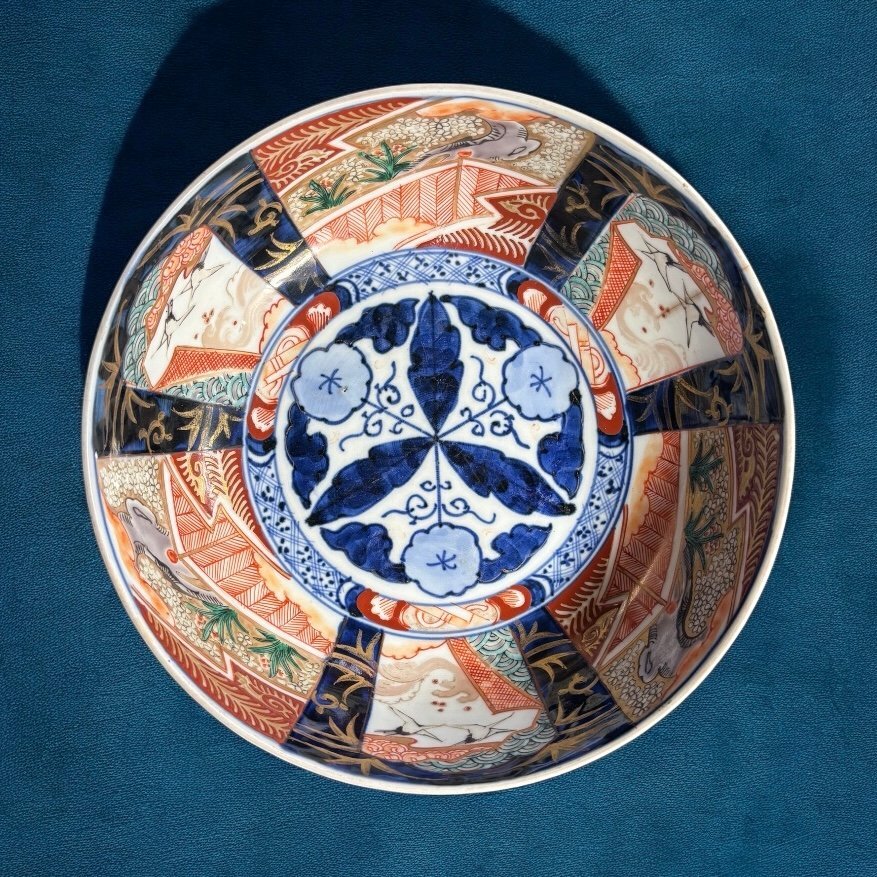 ②【古伊万里】骨董品 大皿 色絵 鉢 深鉢 伊万里 陶器 有田焼 希少 極