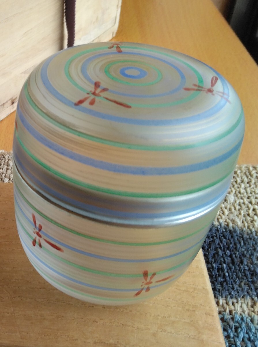 茶道具 水崎長寿作 義山 切箔 水色 水指 蓋裏波車蒔絵 共箱 V 8380