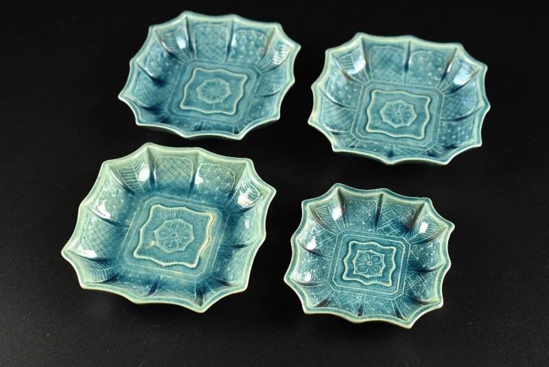 民平 珉平焼 民平焼 龍の図 5本爪 楕円皿