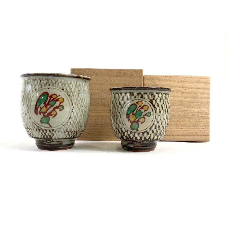 人間国宝 島岡達三 象嵌夫婦湯呑 共箱 Amazon | 重要無形文化財 人間