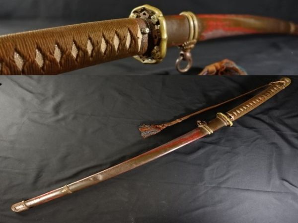 第二次大戦中実物 98式将校軍刀拵え(刀身なし) 8枚切羽