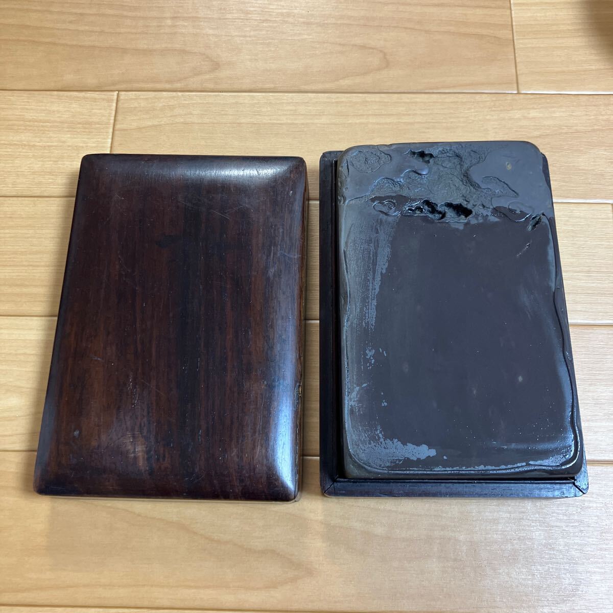 中国 墨 古墨 唐墨 箱付き 骨董品 筆 硯 書道具 ♥値下げ！ 中国 墨 古
