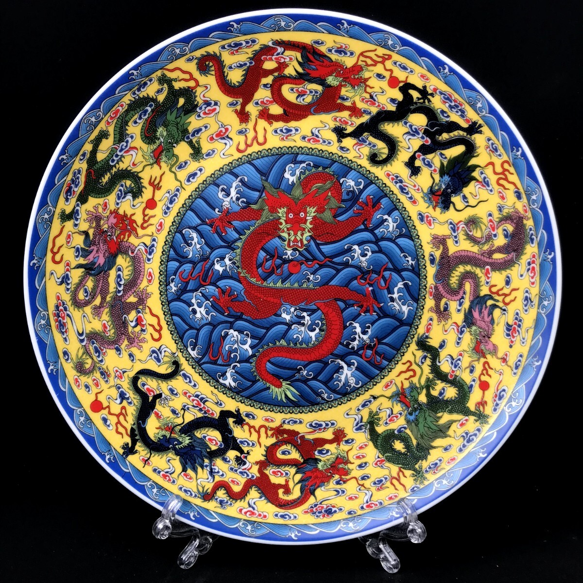 中国 魚 大皿 鉄 絵皿 陶磁器 飾皿 中国 魚 大皿 鉄 絵皿 陶磁器 飾皿