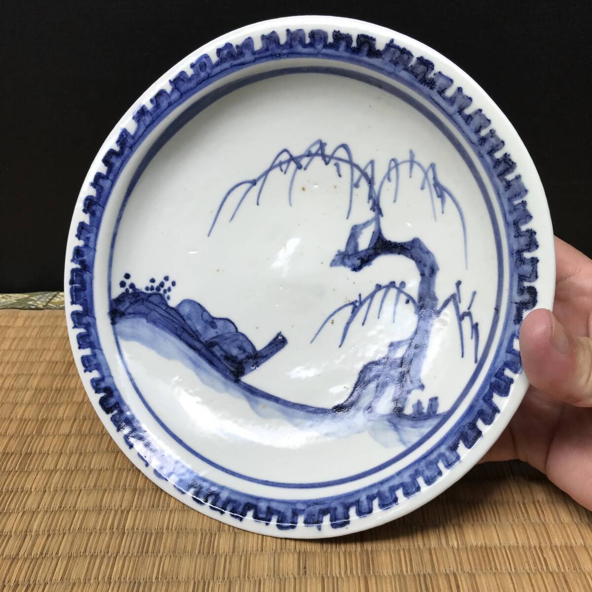 江戸時代 前期 初期伊万里 染付 網手 小碗 箱付 茶碗 酒器