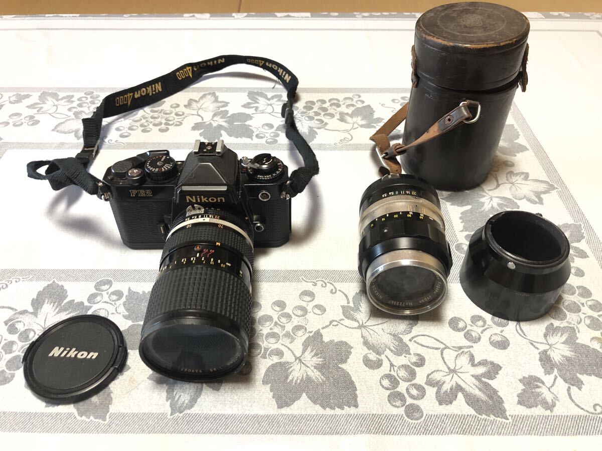 Nikon フイルム一眼レフカメラ FEのレンズセット 本体とレンズセット