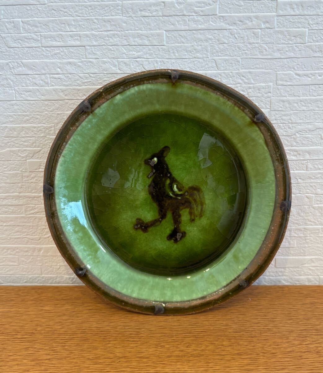 舩木研兒 干支 子 鼠 絵皿 陶板 布志名焼 スリップウェア 民藝 民芸