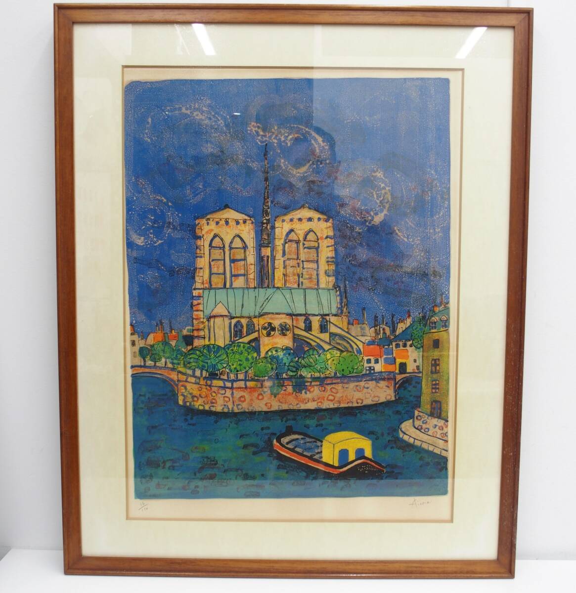 美品 ポール・アイズピリ「ボーバロンの眺め」大作リトグラフ サイン入