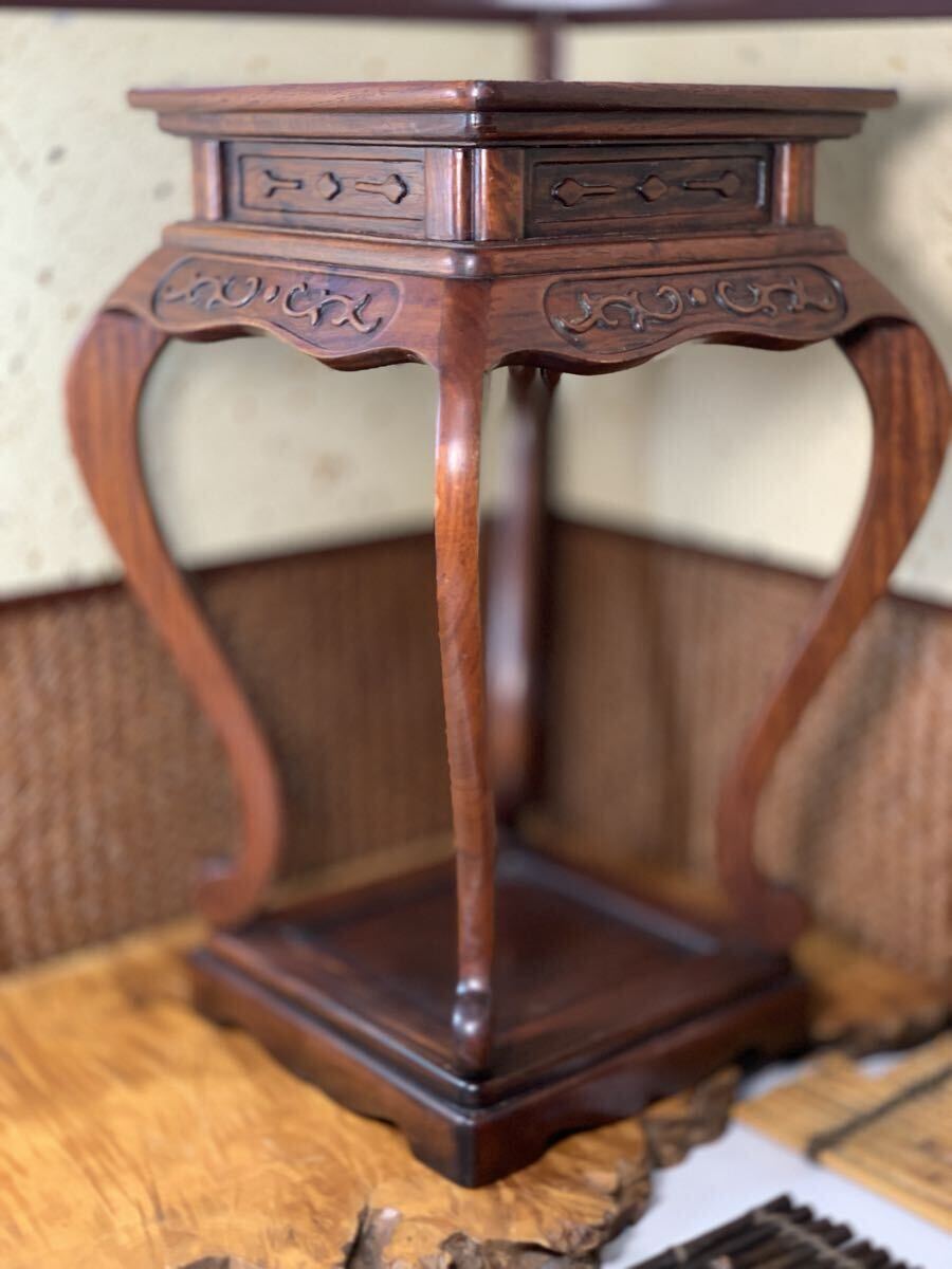 飾り台 小品盆栽台 花台 紫檀 茶華道具 中国美術 レトロ ミニ GA2 2025