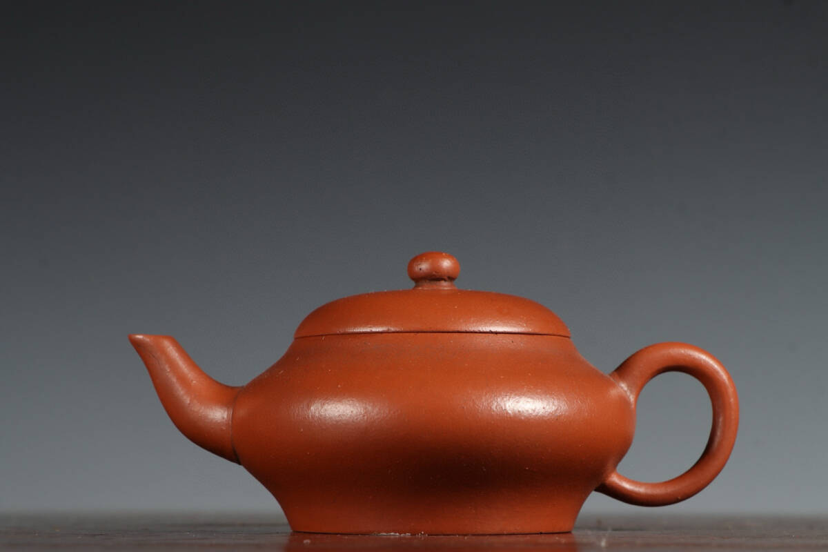 煎茶道具 （D）時代煎茶道具 古渡唐物朱泥紫砂急須 漢詩彫 水