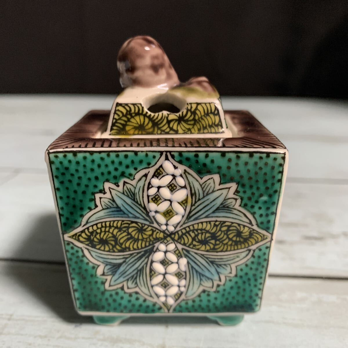 アン様 九谷焼 陶器製 獅子像アンティーク コレクション 骨董品 九谷焼