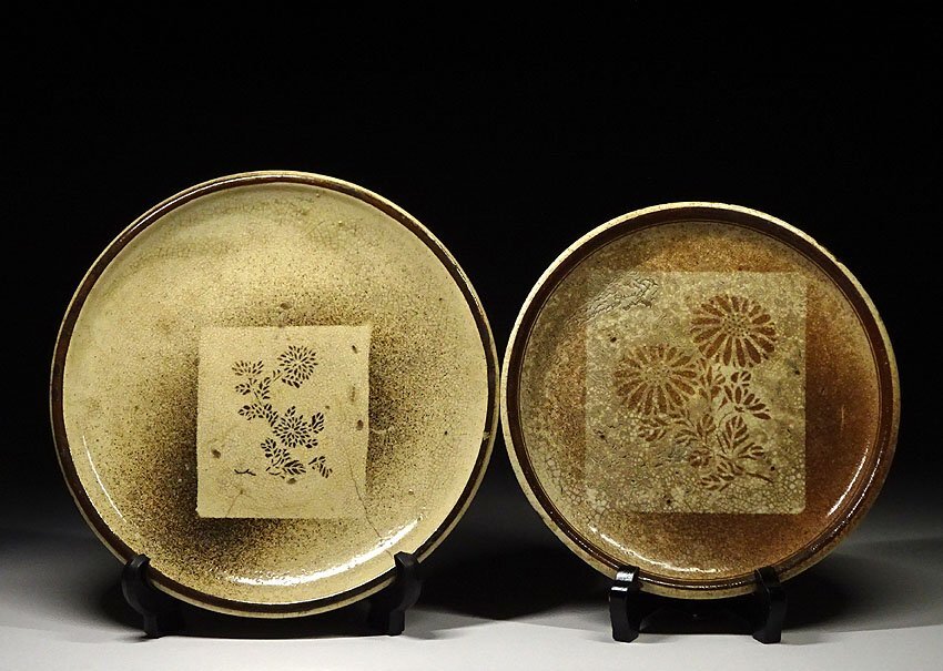 瀬戸 行燈皿 油皿 絵瀬戸 検索:灯火器 江戸時代後期 瀬戸 行燈皿 油皿