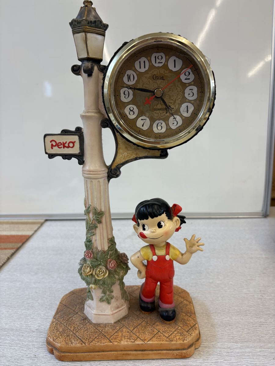 不二家 ペコちゃん 陶器置き時計 新品 未使用 箱付き 非売品 昭和